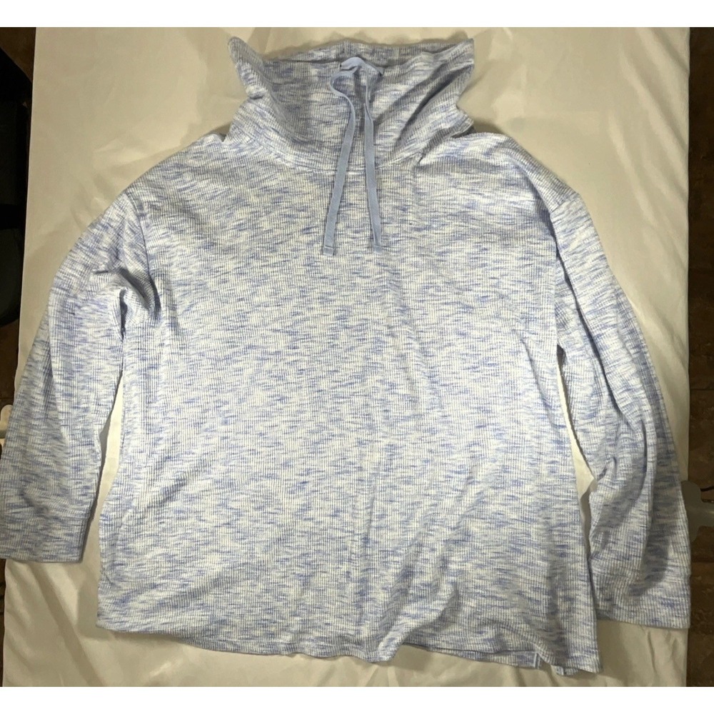 Lane Bryant Light Blue Knit Drawstring Cowl Neck Top 22/24 Long Sleeve